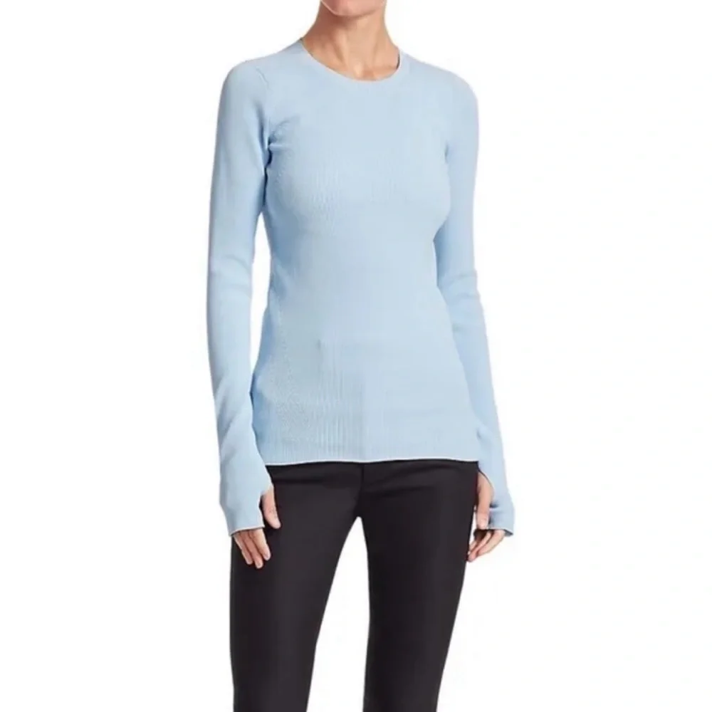Helmut Lang ribbed knit base sweater in baby blue - Picture 1 of 7